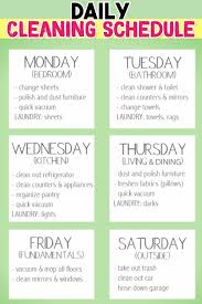 House Cleaning Schedules Checklists Daily Weekly Monthly Cleaning Schedules Daily Cleaning Cleaning Schedule Weekly Cleaning