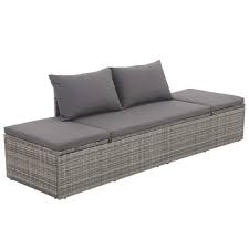 Garten Sonnenliege Poly Rattan Sonnenliege Aussen Lounge Und Graues Bett
