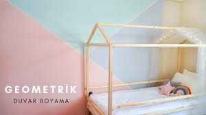 Kizimin Odasinin Duvarini Boyadim Geometric Wall Paint Youtube