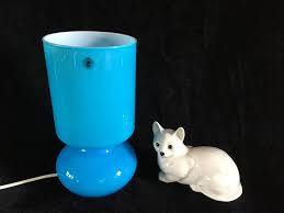 Vintage Ikea Lykta Lamp Retro Table Lamp In Blue Hand Made Glass Table Lamp Night Light Glass Table Lamp Retro Table Lamps Night Light