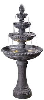 Fleur De Lis Living Dane Resin Outdoor Floor Fountain With Light Outdoor Flooring Fountain Indoor Water Fountains