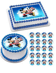 Mickey And Minnie Edible Birthday Cake Topper Or Cupcake Topper Decor Mickey Birthday Cakes Birthday Cake Toppers Edible Cake Toppers