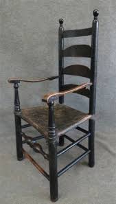 18th C Ladderback Armchair In Black Paint Early American Furniture Antique Chairs Chair