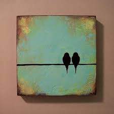 Two Birds On A Wire Painting Easy Painting With Two Birds On A Wire Canvas Painting Projects Folk Art Painting Canvas Art