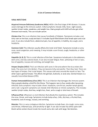 A List Of Common Infections Viral Infections Acquired Immune