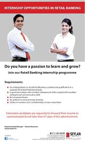 Internship Opportunities At Seylan Bank Plc Career First Internship Program Bank Jobs Internship