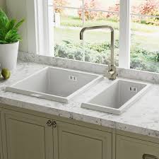 Double bowl kitchen sinks are the ultimate style statement in your kitchen. Astini Hampton 150 1 5 Bowl White Ceramic Undermount Kitchen Sink Chrome Waste