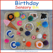 Food items such as rice, pasta, and beans can provide an inexpensive and wonderful sensory experience kids, but some teachers prefer to leave food out. Birthday Sensory Bin Intentional By Grace