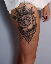 The thigh is a less visible option for a tattoo, which makes it appealing for many men who want to keep their ink more of a private surprise, unless they're known to wear shorter shorts or swimming trunks. 40 Rose Tattoo Designs For Thigh Smart Ideas