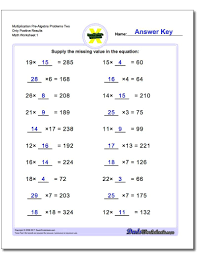 Multiplication Pre Algebra Problems Algebra Worksheets Pre Algebra Algebra Problems
