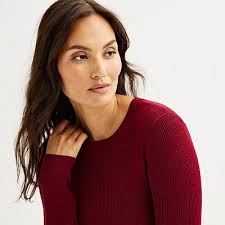 Women's Nine West Long Sleeve Crewneck Midi Sweater Dress