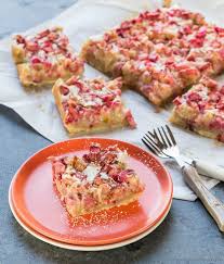 Rhubarb Bars Garnish With Lemon Rhubarb Bars Food Rhubarb Recipes