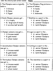 Perhaps it was the unique r. The Olympics Multiple Choice Comprehension Quiz Enchantedlearning Com