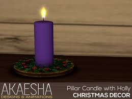 Second Life Marketplace Akaesha Christmas Candle With Holly Purple Christmas Decor