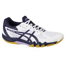 Wichtig ist aber, dass die sohle abriebfest ist und guten grip liefert. Badmintonschuhe Hallenschuhe Damen Gel Blade 7 Weiss Marineblau Asics Decathlon