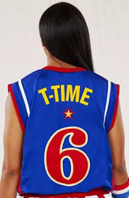 6 T Time Is One Of 11 Females To Play For The Harlem Globetrotters Get Geared Up With Her Official Jersey Harlem Globetrotters Globe Trotter Jersey