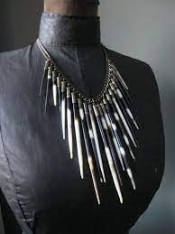 Porcupine Quill Bib Necklace Hystricidae Urban Tribal Etsy Statement Necklace Porcupine Quills Necklace
