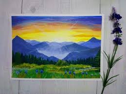 Seascape sunrise painting, abstract landscape painting, heavy texture wall art painting beautiful simple landscape painting ideas for beginners (sunrise paintings, tree paintings, love. Easy Mountain Sunrise Acrylic Painting Painting For Beginners How To Paint A Simple Lan Mountain Painting Acrylic Sunrise Acrylic Painting Sunrise Painting