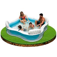 Amazon Com Intex Swim Center Family Lounge Inflatable Pool 90 X 90 X 26 For Ages 3 Toys Games Pool Lounge Family Lounge Pool Pool