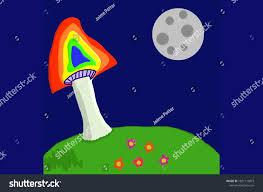 Trippy Illustration Rainbow Mushroom Night Stock Illustration 1821110873