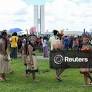 Indigenous people protest to demand the demarcation of Indigenous lands and defend constitutional and cultural rights, in Brasilia