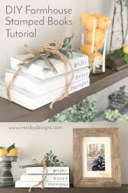 Diy Farmhouse Stamped Books Farmhouse Shelves Decor Book Stamp Farmhouse Diy