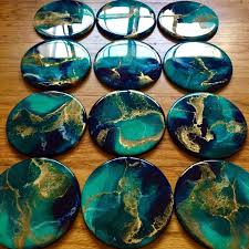 Made To Order Hand Painted Wood Coaster Set Functional Art Etsy Coaster Art Resin Art Epoxy Resin Art
