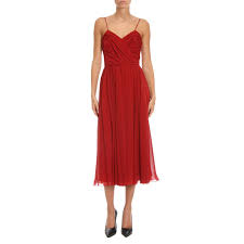 Completo pantalone abito da cerimonia per signora elegante con decorazione gioiello lungo chiffon manica corta con con balze strutturate 2021. Max Mara Outlet Abito Elegante In Georgette Di Seta Con Corpetto A Triangolo Drappeggiato Abito Max Mara Donna Rosso Abito Max Mara 82260283600 Giglio It