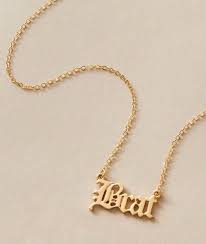 Gold Brat Necklace Letter Charm Necklace Letter Charms Charm Necklace