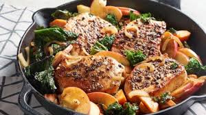 Fennel Rubbed Pork Chops With Apple Kale And Sweet Potato Recipe Boneless Pork Chop Recipes Apple Pork Chops Pork Chop Recipes