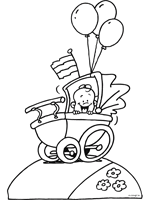 Een baby en de ballonnen. 24 Kleurplaten Van Baby