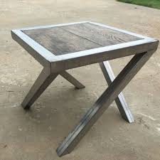 Handcrafted Steel Oak Endtables Metal Furniture Steel Furniture Welded Furniture