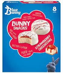 Next, it's in cream cheese candy coating and topped off with strawberry drizzle. Strawberry Cheesecake Bunny Snacks Blue Bunny
