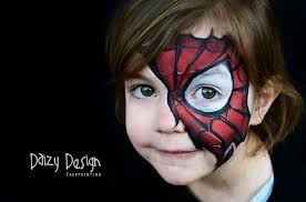 Another great spiderman face paint design by stacey perry that's perfect for birthday parties! Half Face Spiderman Face Painting Spiderman Face Face