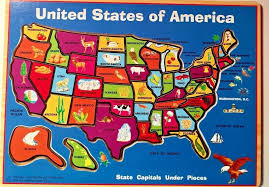 Wooden United States Of America Map Puzzle State Capitals 45 Pieces Educational Unbranded America Map State Capitals 50 States Of Usa