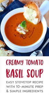 Creamy Tomato Basil Soup Recipe Tomato Basil Soup Tomato Soup Homemade Creamy Tomato Basil Soup
