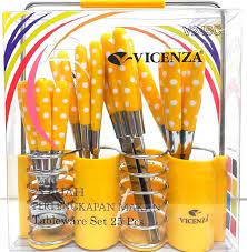 Stainless steel terdiri dari 4pcs dinner spoon 4pcs dinner fork 4pcs tea spoon 4pcs tea fork dimensi dus : Promo Bisa Cod Sendok Garpu Polkadot Stainless Steel Cutlery Set V245c Vicenza Sendok Makan Sendok Garpu Set Sendok Polkadot Sendok Makan Set Lazada Indonesia