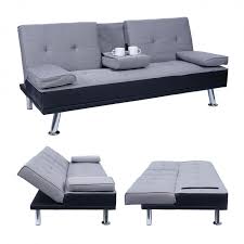 Die schicken 2er sofas aus kunstleder bestehen aus einem speziell entwickelten material, das wie leder aussieht und sich auch so anfühlt. 3er Sofa Hwc F60 Couch Schlafsofa Gastebett Tassenhalter Verstellbar 97x166cm Kunstleder Textil Schwarz Hellgrau