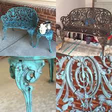 Run your hand over all the surfaces to make sure they are smooth. Wrought Iron Garden Bench And Table Chalk Paint Custom Mix Dry Brushing Wrought Iron Garden Furniture Patio Furniture Makeover Iron Patio Furniture