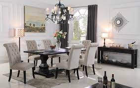 A starburst mirror for the dining room |. Buy Mcferran D7700 Dining Room Set 8 Pcs In Black Linen Fabric Online