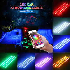 Alla lighting, usa located, offers best led headlights, fog, signal, brake tail, interior lights for cars, trucks, motorcycles' bulbs replacement: 48 Led Car Led Strip Lights Multicolor Rgb Music Led Lighting Kit Interior Car Atmosphere Lights With Sound Active Function Wireless Remote Control And Smart Usb Port Car Interior Light Automotive Led