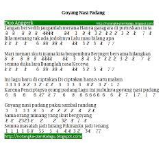 Not Angka Pianika Lagu Goyang Nasi Padang Duo Anggrek