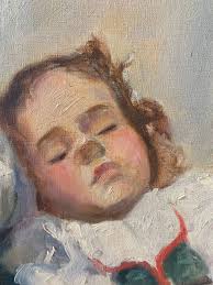 HST Beautiful maternity with sleeping child signed G. Gloria early XX °