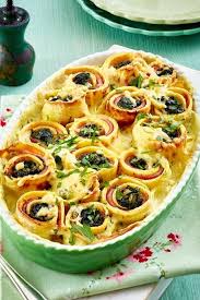 Crespelle Mit Spinat Schinken Fullung Und Frischkasesosse Rezept Lecker Rezepte Lecker Leckeres Essen
