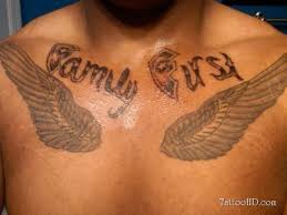125 best cross tattoos you can try meanings wild. Family First And Angel Wings Chest Tattoo
