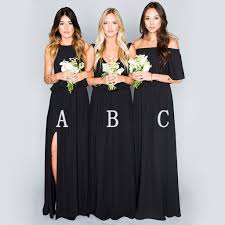 Black Chiffon Mismatched Eleagnt Long Wedding Bridesmaid Dresses Wg321 Black Chiffon Bridesmaid Dresses Black Bridesmaid Dresses Long Black Bridesmaid Dresses