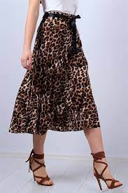 Kurdele Kemerli Leopar Desen Bayan Elbise 11405b Elbise Moda Stilleri Leopar Deseni