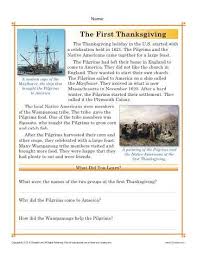 Thanksgiving Worksheets The First Thanksgiving Reading Passage And Questions Thanksgiving Reading Comprehension Thanksgiving Worksheets Thanksgiving Reading Passages