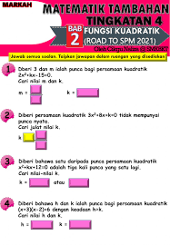 Matematik tingkatan 4 bab 5 indeks dan logaritma soalan spm 2018 kertas 1 link blog skrip jawapan download. Fungsi Kuadratik Worksheet