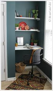 Elegant small office space design idea: Niche Converted To A Mini Working Desk Diy Shelves Under 60 Small Space Ideas Tiny Home Office Home Office Design Desks For Small Spaces